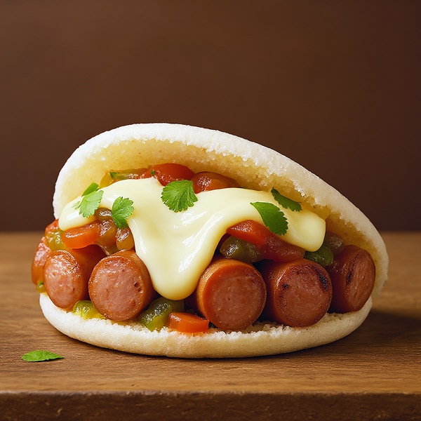 Arepas con salchichas Kimby y queso