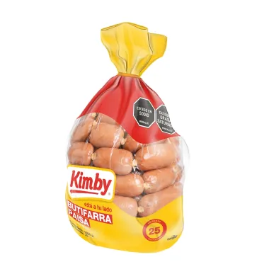 Butifarra Paisa Kimby, empaque de 1 kg con 25 unidades. Producto de mezcla de pollo.