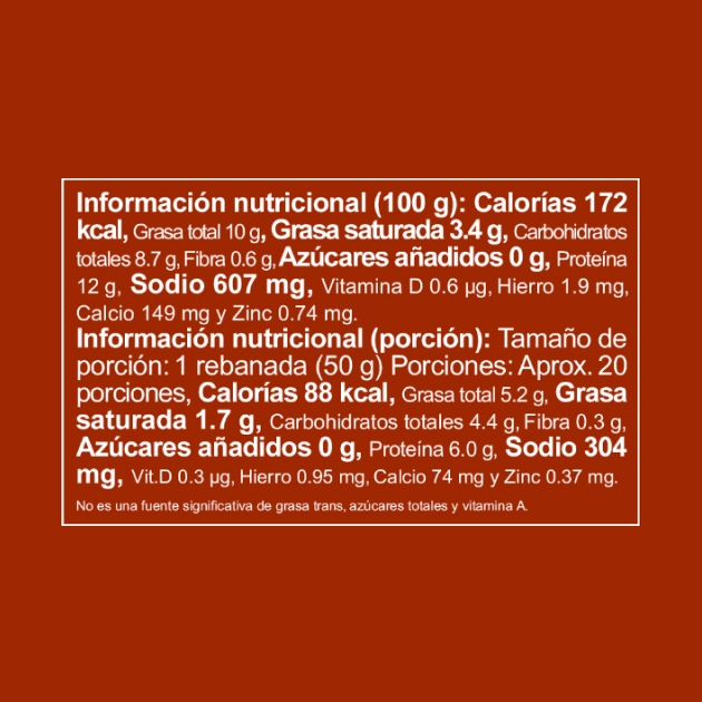 Tabla nutricional de Salchichón de pollo y cerdo 1000g