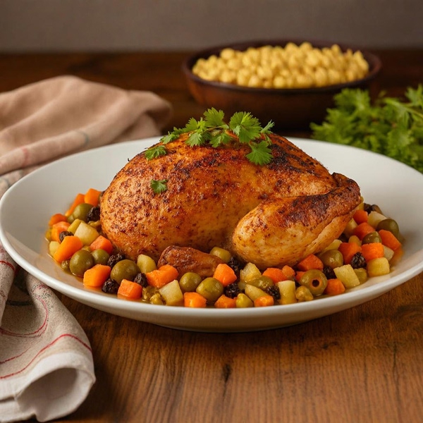 Pollo relleno navideño