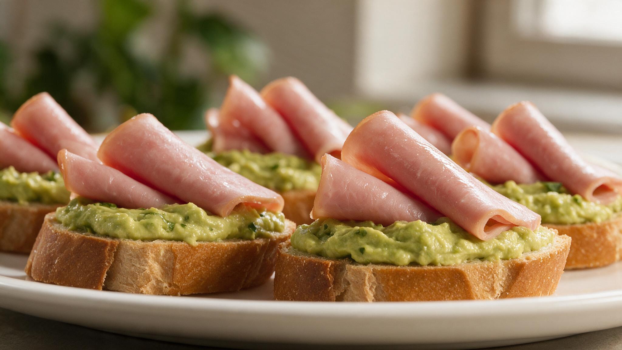 Tostadas-con-jamón-kimby-y-crema-de-aguacate