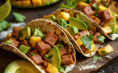 Tacos de salchichón y mango