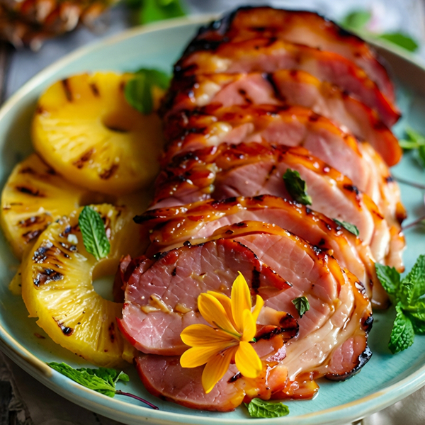 Receta Jamon kimby glaseado con piña