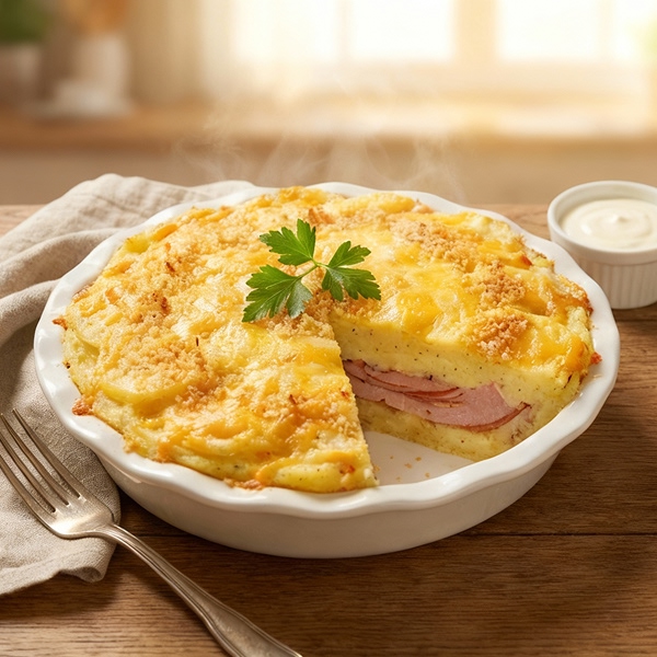 Pastel de papas con jamón navideño