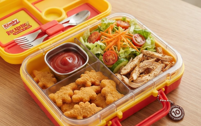 Lonchera-Jurásica-de-pollo-y-ensalada